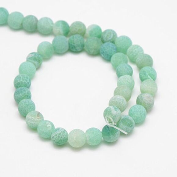 8MM Sea Foam Green Weathered Agate Beads-ONE Gemstone Bead Strand-Crafts NWT - Picture 2 of 5